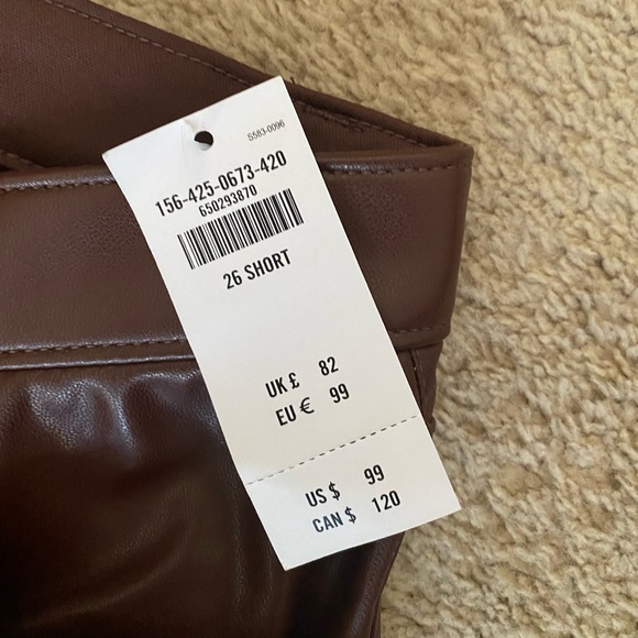 Abercrombie - Brown leather pants with crossover button (Size 26 SHORT) - Picture 5 of 5